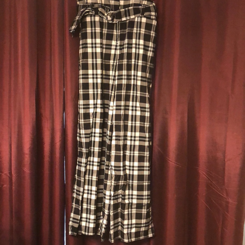 Plaid Dress Pants with Matching Belt